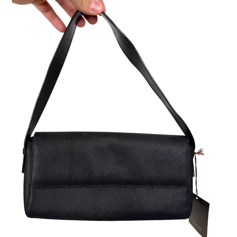 Brunomagli Womens Black Leather Arabella Luxury Designer Shoulder Bag Clutch NWT